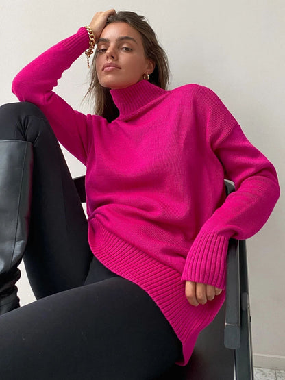 Rose Red Autumn Winter ’s Sweater Pullover Basic Green Turtleneck Jumper Knitted Sweaters for