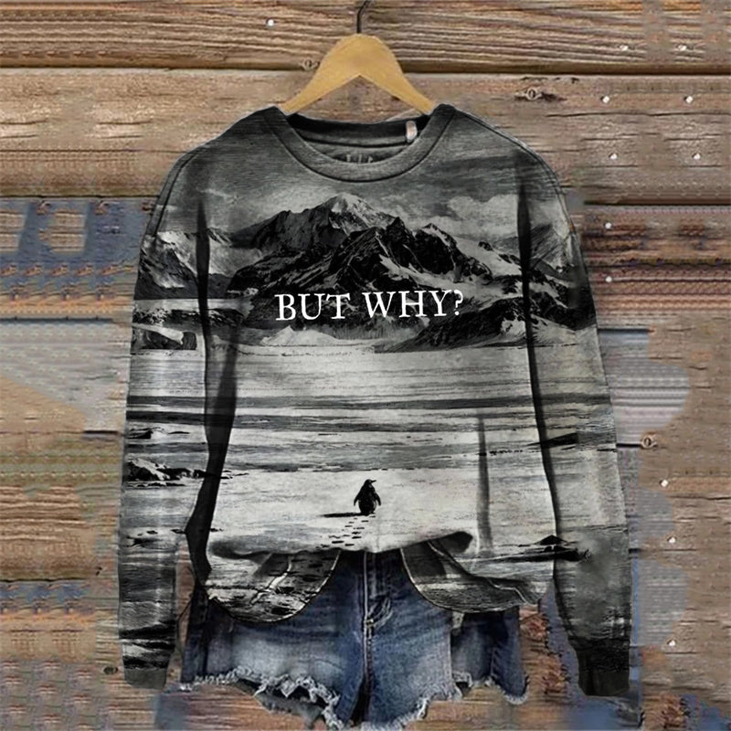 Comstylish Lone Penguin Nihilist Penguin Polar Landscape Sweatshirt
