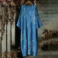 Japanese Artistic Line Sashiko Art Comfy Maxi Dress elevenforest