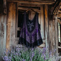 Vintage Boho Lavender Patchwork Art Print Women's Linen Tank Top elevenforest