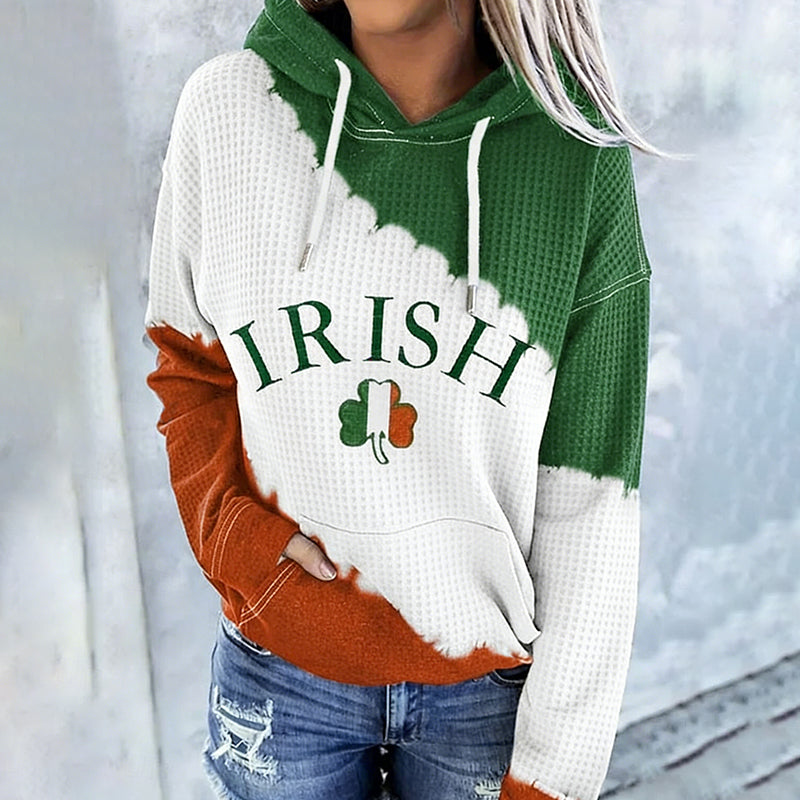 Comstylish Women's St. Patrick's Day Irish With Shamrock Waffle Hoodie