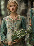 Bohemian Viking Celtic Myth Style Cotton And Linen Dress elevenforest