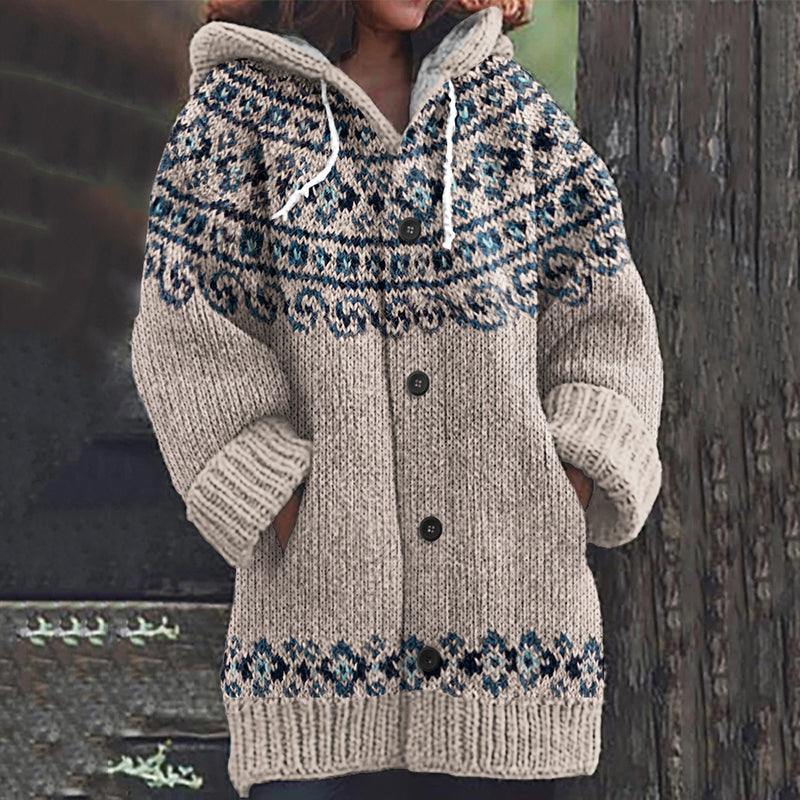 Vintage Icelandic Knit Jacquard Warmth Print Women's Sweater elevenforest