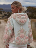 Women's Bohemian Style Pink Floral Hoodie elevenforest