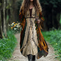 Women's Retro Viking Rune Irregular Design Cotton And Linen Dress elevenforest