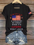 Comstylish Women's A Country So Great Even It's Haters Won't Leave Printed T-shirt