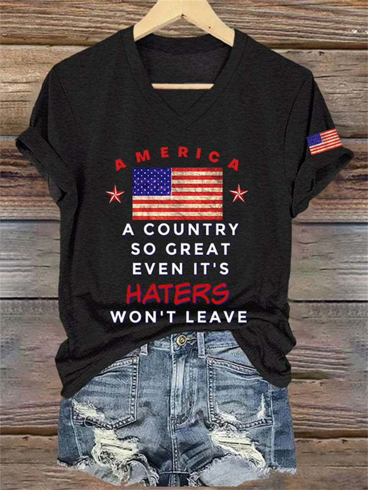 Comstylish Women's A Country So Great Even It's Haters Won't Leave Printed T-shirt