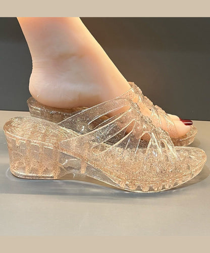 Comfortable Wedge Rose Clear Slide Sandals Peep Toe Ap1051