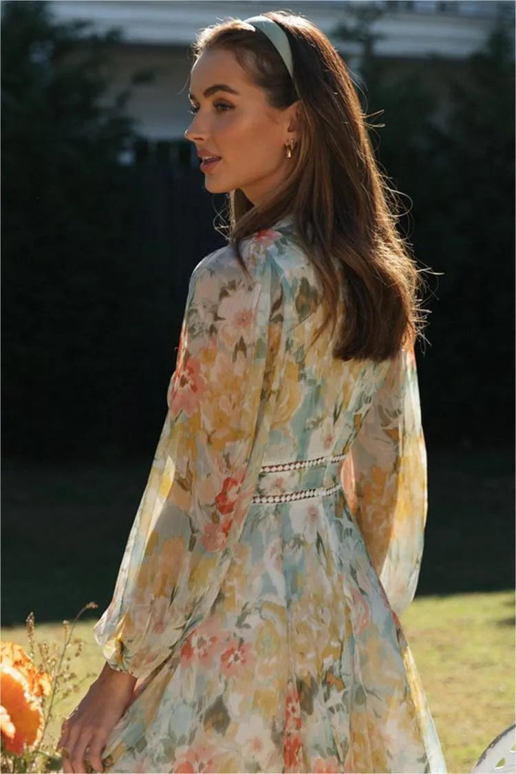 V-neck Long Sleeve Mini Dress
