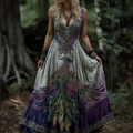 Women's Vintage Viking Celtic Knot Phoenix Art Pattern Sleeveless Dress elevenforest