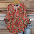 Women's Floral Pattern Art Print Cotton Linen Casual Shirt