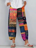 Colorful Boho Patchwork Cropped Casual Pants elevenforest
