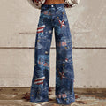 Women's Vintage Independence Day Floral Patch Jeans elevenforest