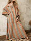 Nomad Spirit Ladies' Colorful Stripe Art Linen Long Kaftan Dress elevenforest
