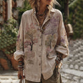 Women's Floral Art Button Down Comfy Shirt elevenforest