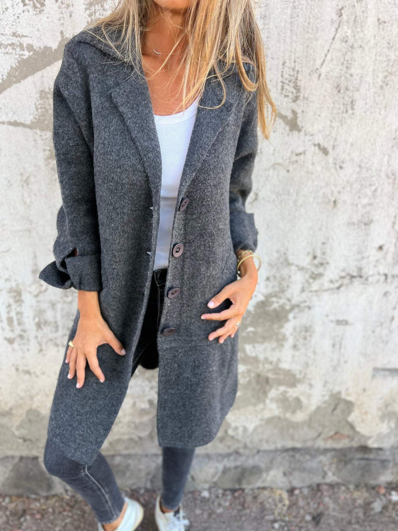 Lapel Single-breasted Long Coat