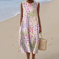Vintage Loose Floral Art Linen Tank Dress elevenforest