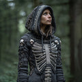 Women's Vintage Viking Skull Cozy Knit Hooded Sweater elevenforest