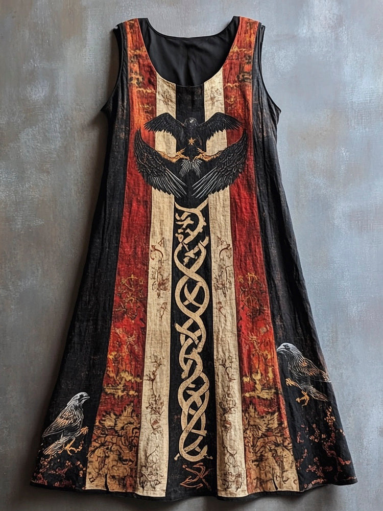 Norse Mythology & Raven Art Vintage Linen Vest Dress elevenforest