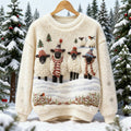 Christmas Lamb-print Women's Soft Fleece Sweater artswardrobe