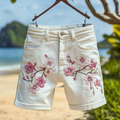 Women's Vintage Japanese Sakura Art Denim Shorts elevenforest