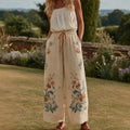 Women's Retro Bohemian Floral Patchwork Linen Trousers elevenforest