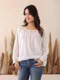 Summer Women's Cotton&Linen Lace-Up Shirt 