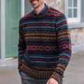 Vintage Warmth Shetland Knit Jacquard Icelandic Crew Neck Sweater（Unisex ） elevenforest
