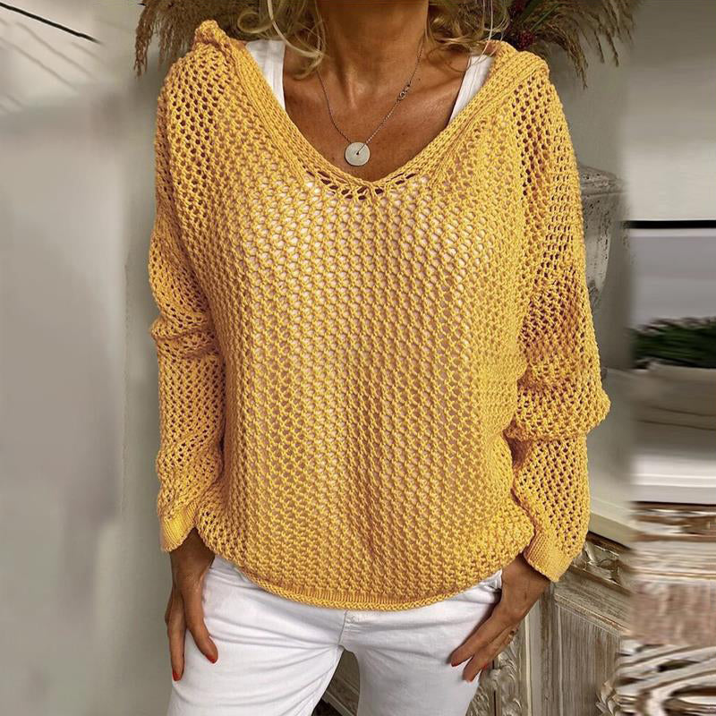 Vintage Hollow Out Comfy Hooded Sweater elevenforest