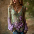Forest Classy Flowers Glitter Lace Gradient Linen Tunic elevenforest