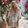 Vintage Floral Embroidery Short-sleeved Comfy Dress elevenforest
