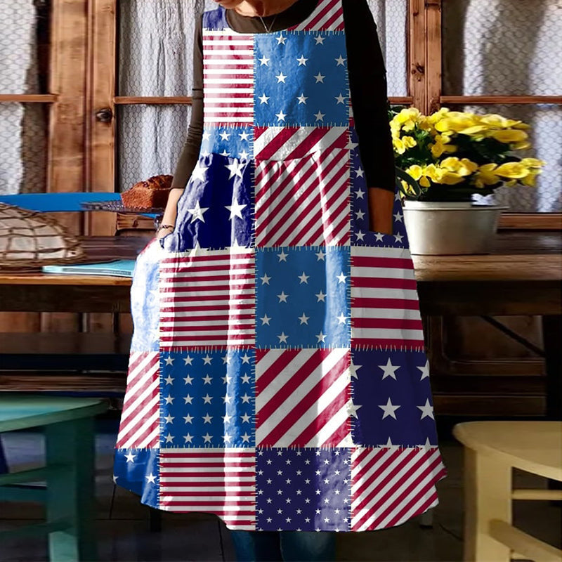 Women's Independence Day Flag Print Sleeveless Midi Dress elevenforest