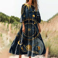 Women's Planet Universe Pattern Art Print Cotton Crew Neck Dress