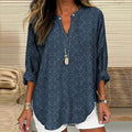 Comstylish Japanese Wave Art Linen Blend Tunic