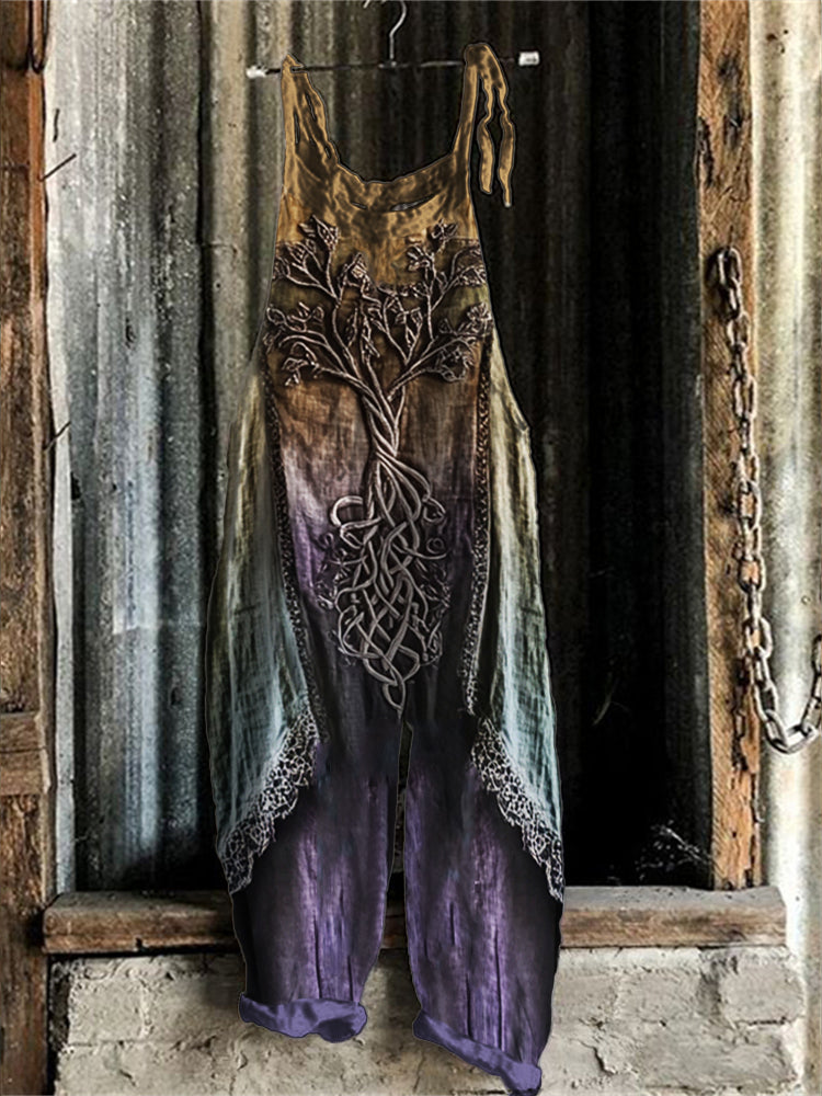 Vintage Tree Of Life Gradient Linen Jumpsuit elevenforest