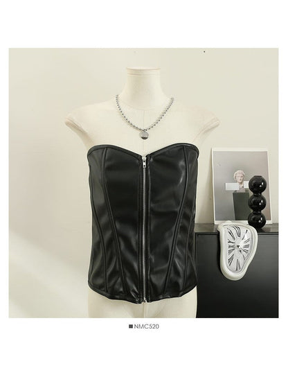 Zipper Strapless Tank Corset Top