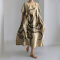 Retro Japanese Art Octopus Print Casual Midi Dress elevenforest