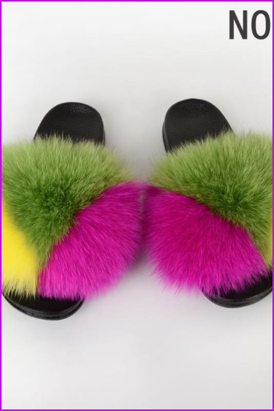 {5-7 Days Wait for Make} New Color Fox Fur Slides F639