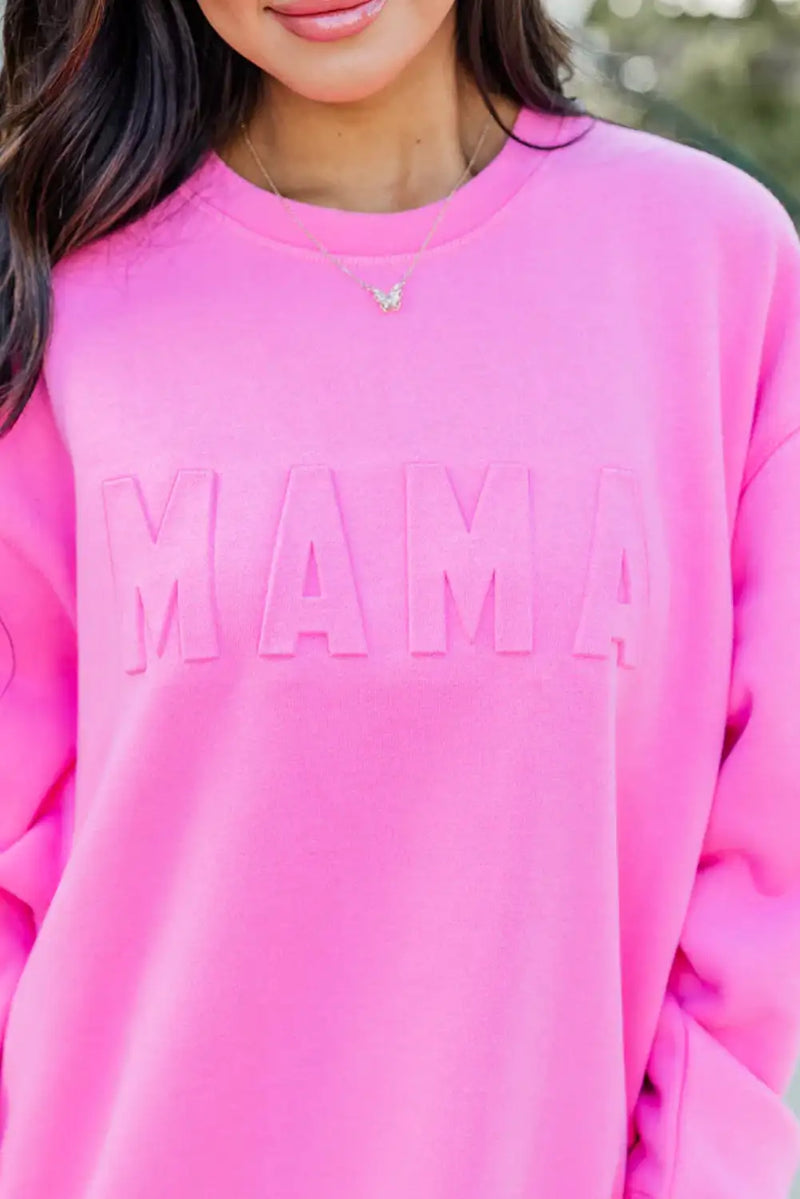 Bright Pink Mama Embossed Sweatshirt