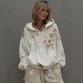 Women's Vintage Rose Floral Art Casual Warm Hoodie elevenforest