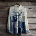 Vintage Floral Lace Patchwork Linen Women's Long Sleeve Shirt elevenforest