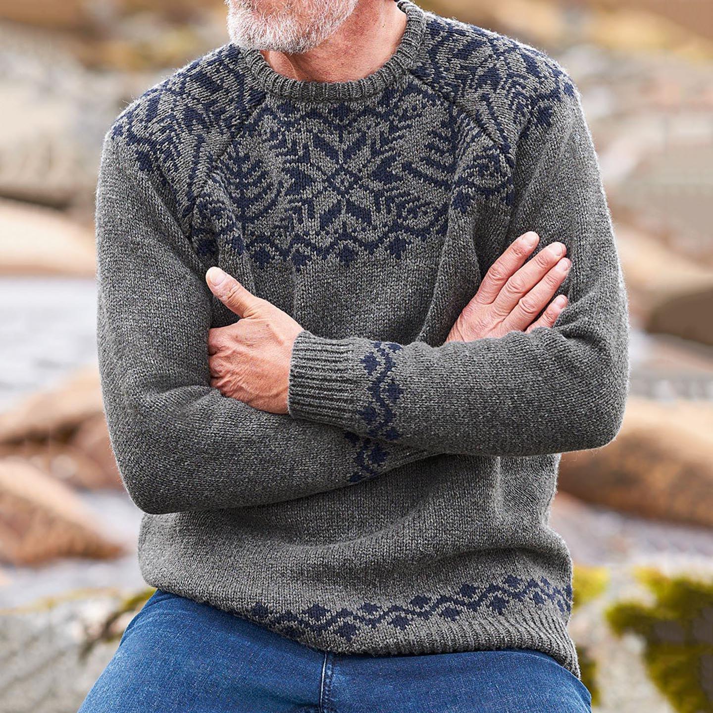 Men's Jacquard Icelandic Pattern Cozy Knit Sweater elevenforest