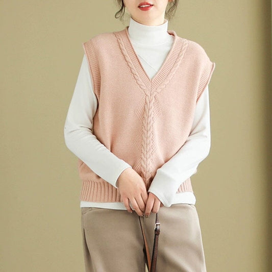 Spring V-neck Knitted Waistcoat