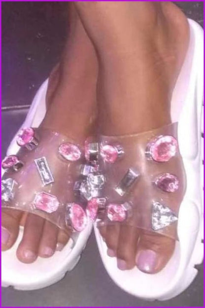 4 Colors Crystal Slippers Sandles F165