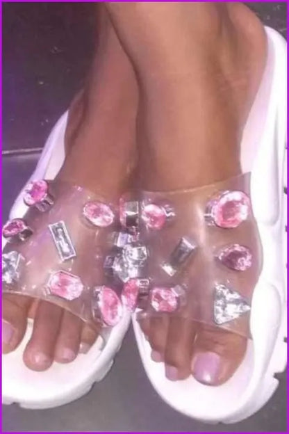 4 Colors Crystal Slippers Sandles F165