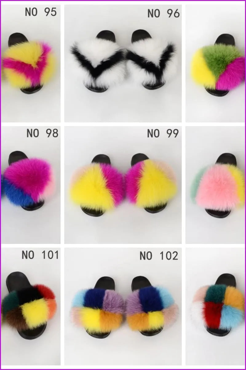 {5-7 Days Wait for Make} New Color Fox Fur Slides F639