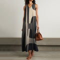 Women's Vintage Geometric Color Contrast Art Sleeveless Dress elevenforest