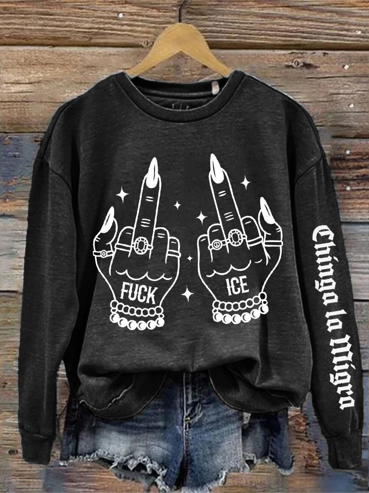 Comstylish F**k Ice Chinga La Migra Vintage Washed Sweatshirt