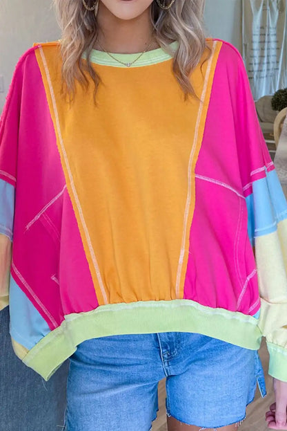 Colorblock Rose Red Sweatshirt