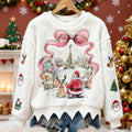 Comstylish Cute Reindeer And Santa Claus Bow Pattern Warm Crew Neck Sweater